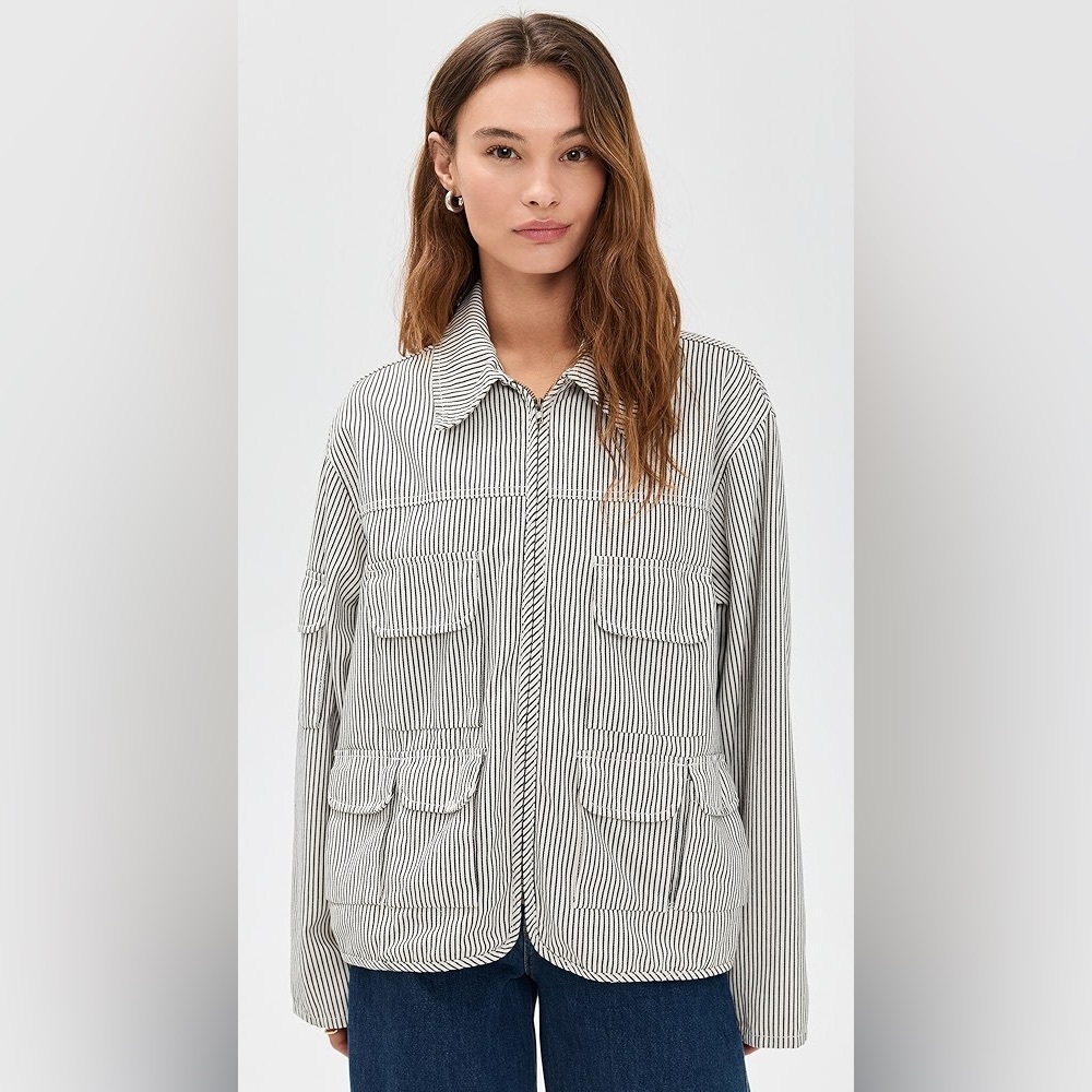 Lioness Black and White Striped Utility Jacket